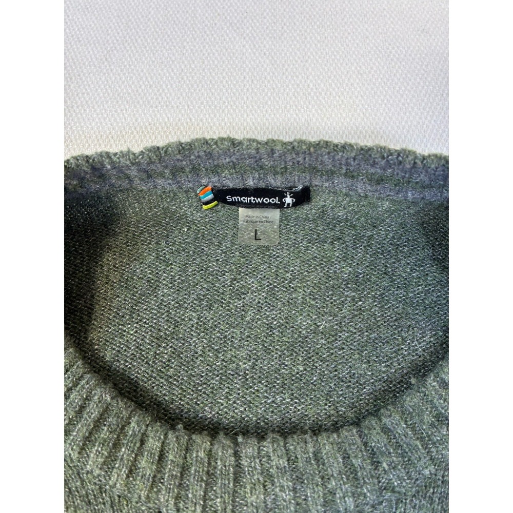 Smartwool Merino Wool Blend Knit Sweater L Olive Green Pullover Mens Heathered - Picture 3 of 7